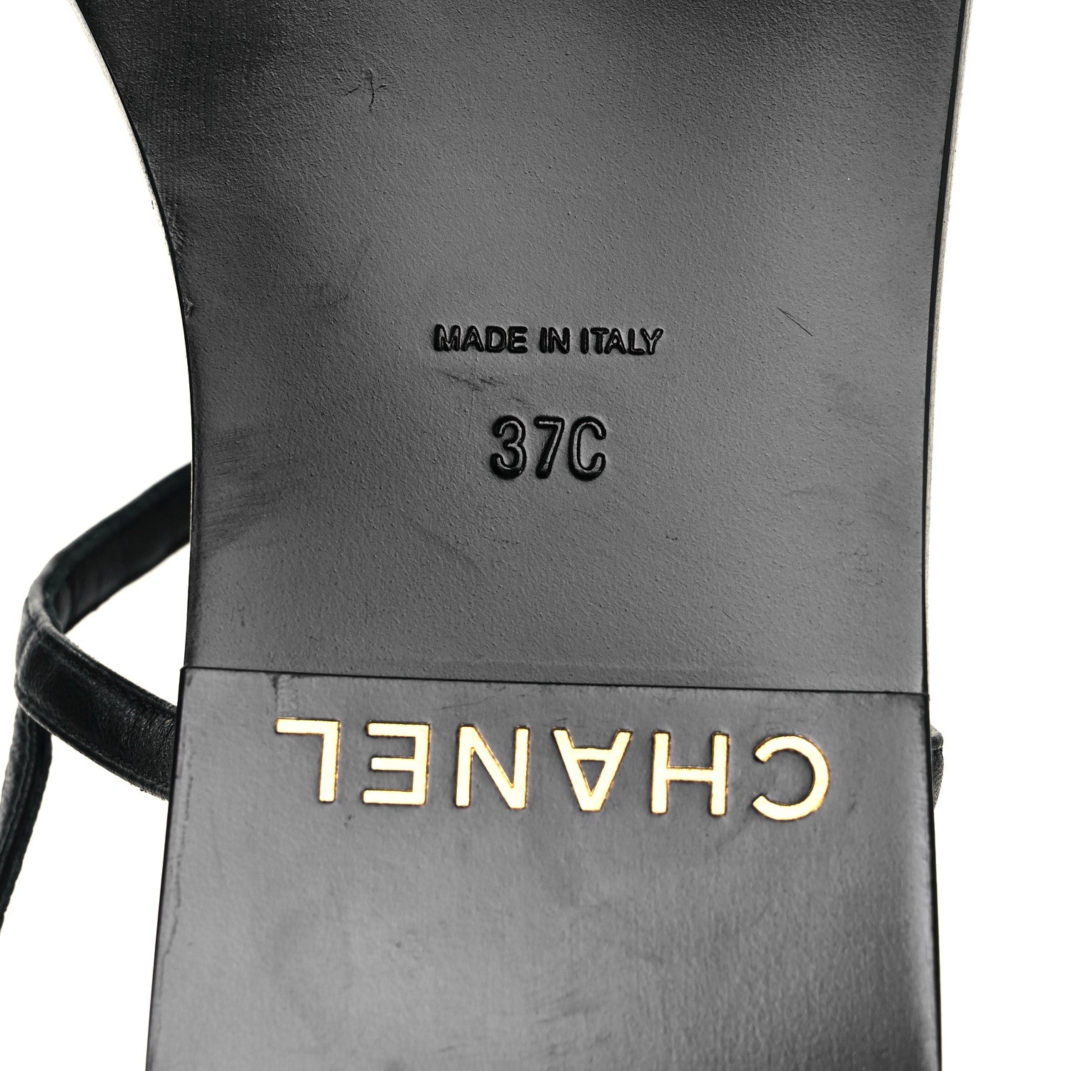 Chanel Lambskin Chain CC Logo Thong Sandals 37 Black 7 of 7