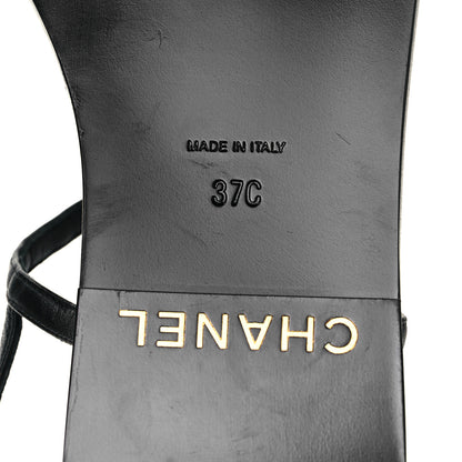 Chanel Lambskin Chain CC Logo Thong Sandals 37 Black 7 of 7