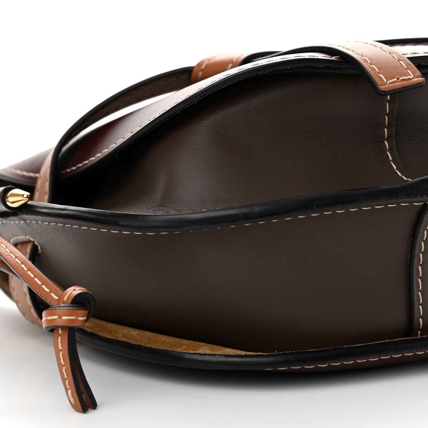 Calfskin Small Gate Crossbody Bag Oxblood Tan Taupe