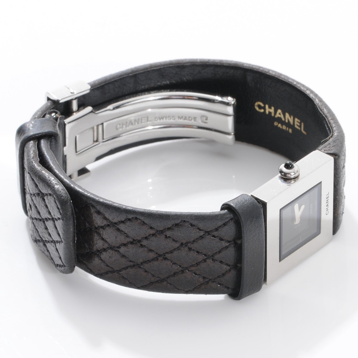 Chanel Stainless Steel Calfskin 19mm Quilted Matelasse Quartz Watch Black 3 of 8