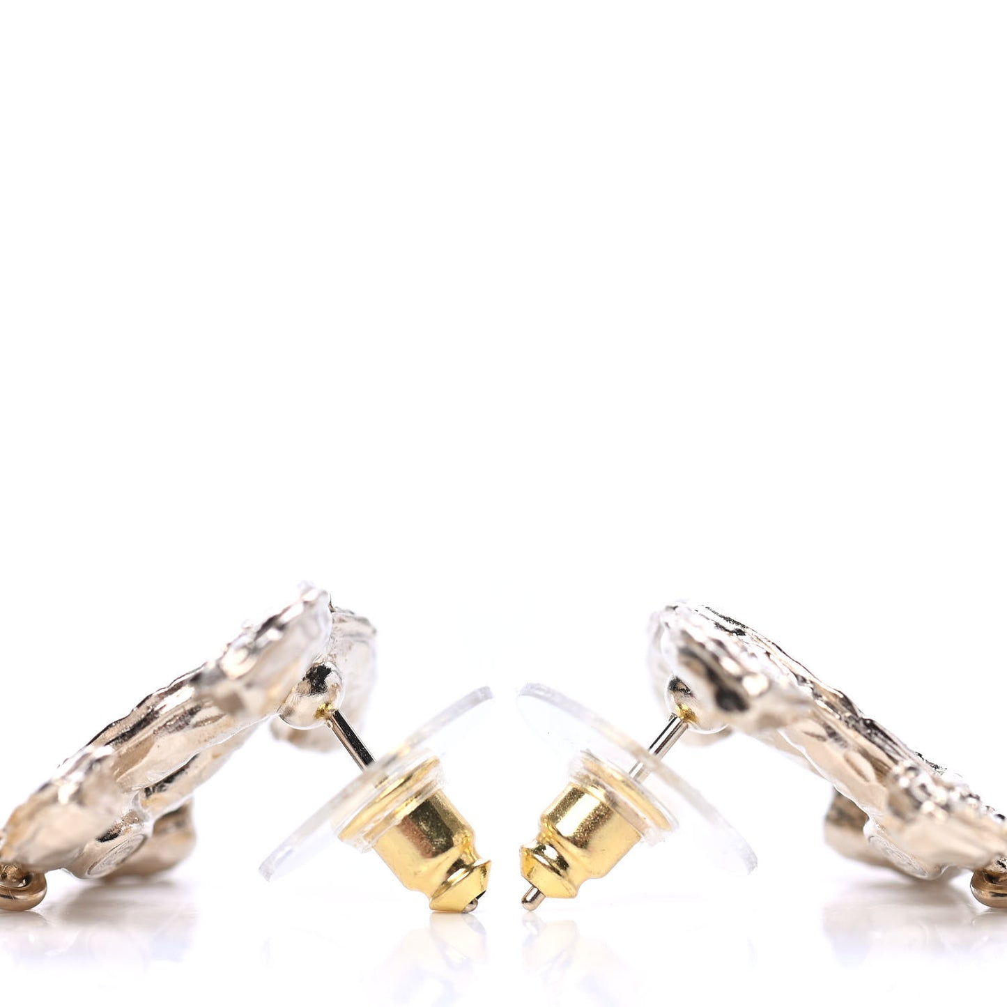 Crystal Pearl CC Drop Earrings Gold