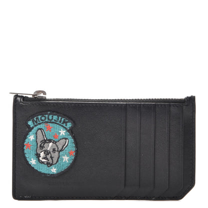 Saint Laurent Calfskin Moujik Patch Fragments Zip Pouch Card Holder Black 1 of 11