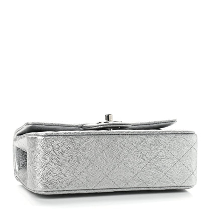 Chanel Metallic Caviar Quilted Mini Top Handle Rectangular Flap Silver 4 of 11
