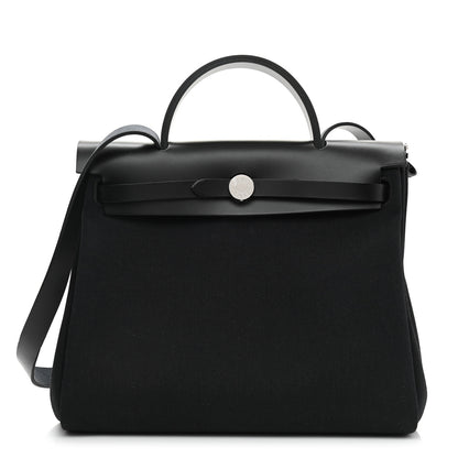 Hermes Military Toile Vache Hunter Herbag Zip Retourne 31 PM Black 3 of 11