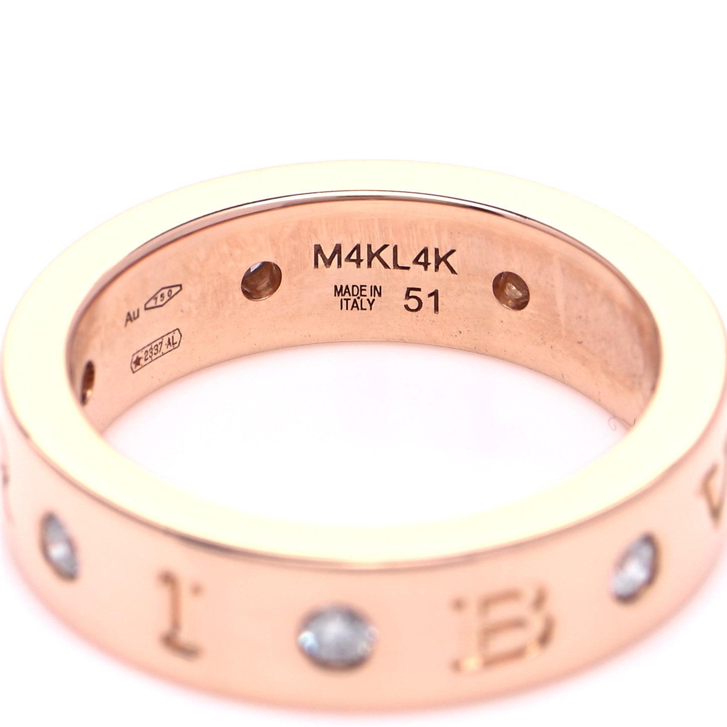 18K Rose Gold 7 Diamond B.Zero1 Essential Band Ring 51 5.75