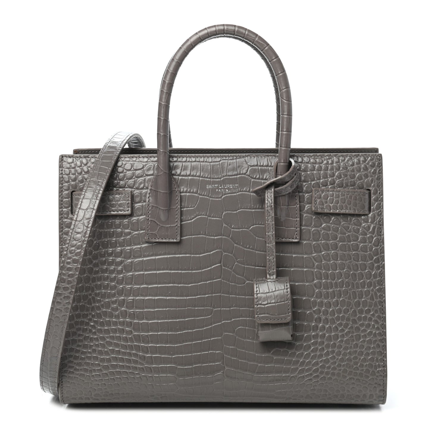 Calfskin Crocodile Embossed Baby Sac De Jour Fog