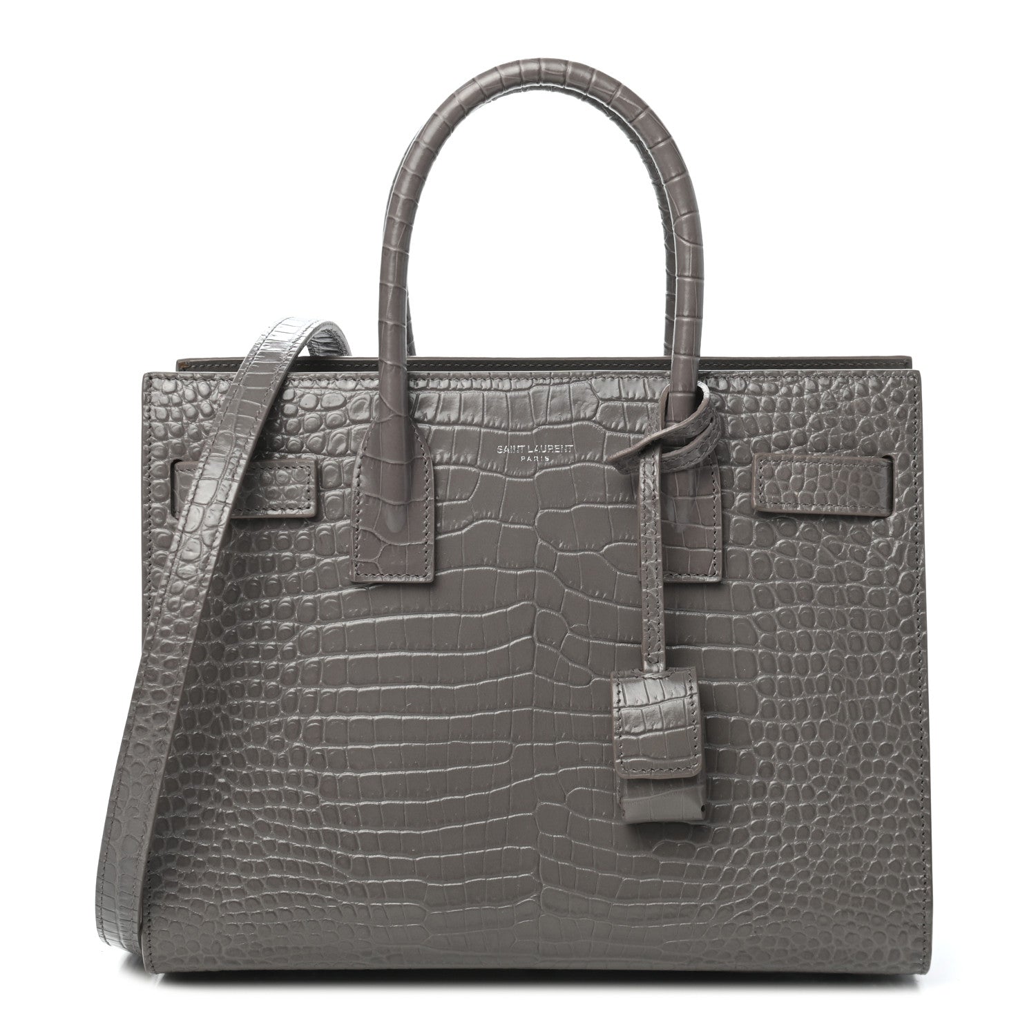Saint Laurent Calfskin Crocodile Embossed Baby Sac De Jour Fog 1 of 10