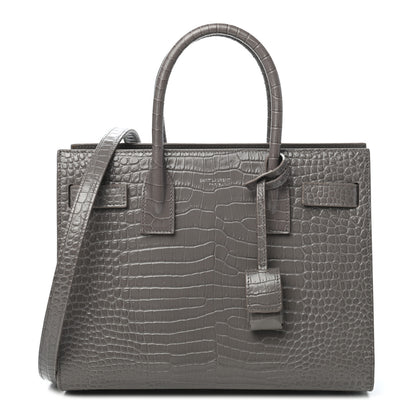 Saint Laurent Calfskin Crocodile Embossed Baby Sac De Jour Fog 1 of 10