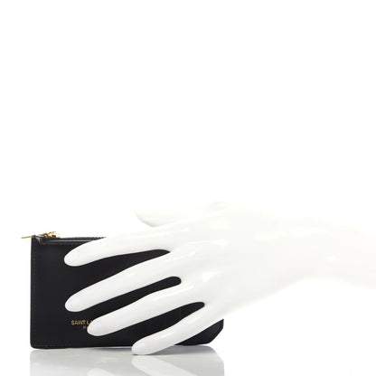 Saint Laurent Calfskin 5 Fragments Zip Pouch Card Holder Black 2 of 8