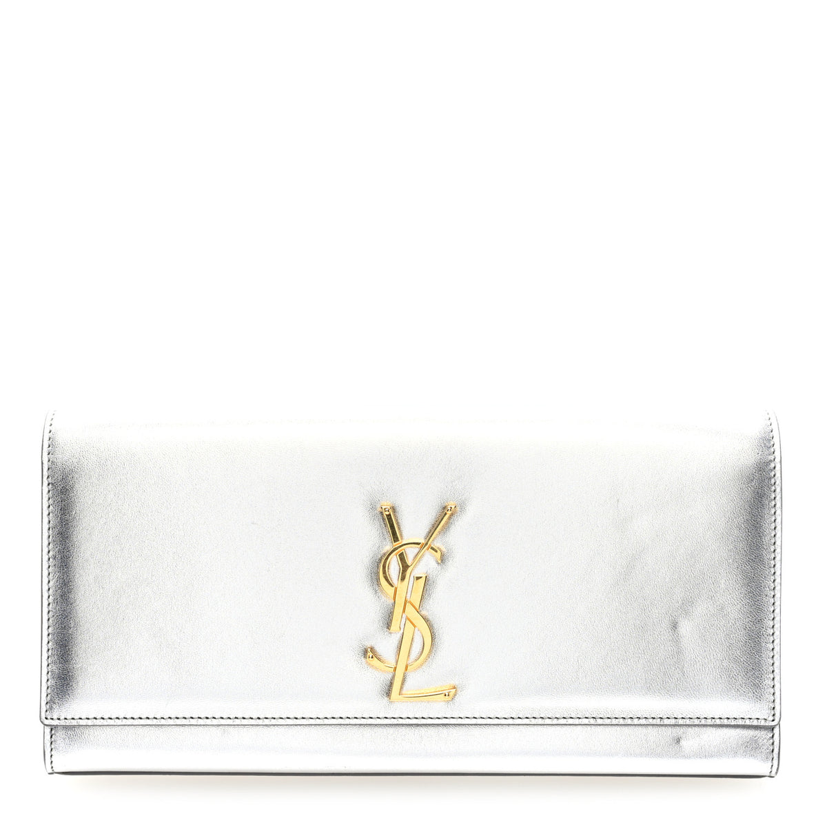 Metallic Calfskin Classic Monogram Cassandre Clutch Silver