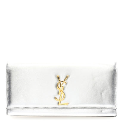 Saint Laurent Metallic Calfskin Classic Monogram Cassandre Clutch Silver 1 of 6