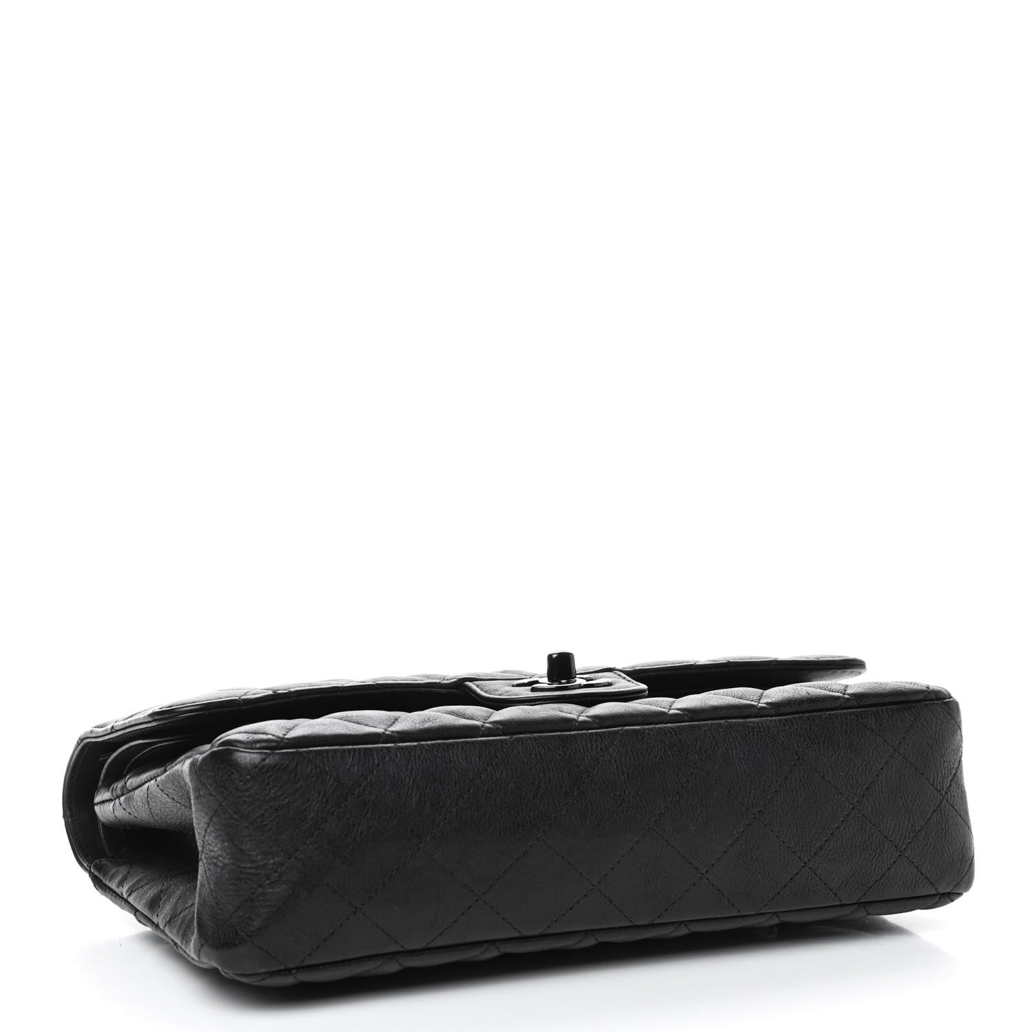 Chanel Crumpled Calfskin Quilted Medium Double Flap So Black 3 of 4
