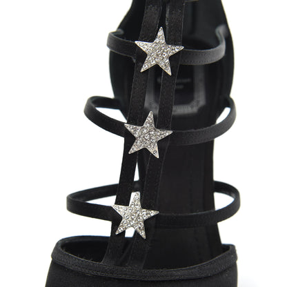 Christian Dior Satin Crystal Star Strap Sandals 38.5 Black 8 of 9