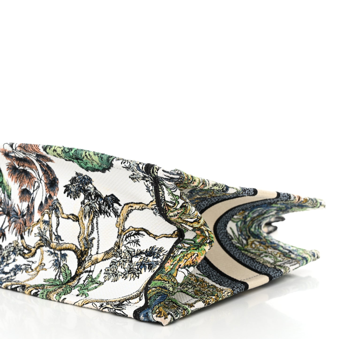 Canvas Embroidered Medium Etoile de Voyage Book Tote White Multicolor