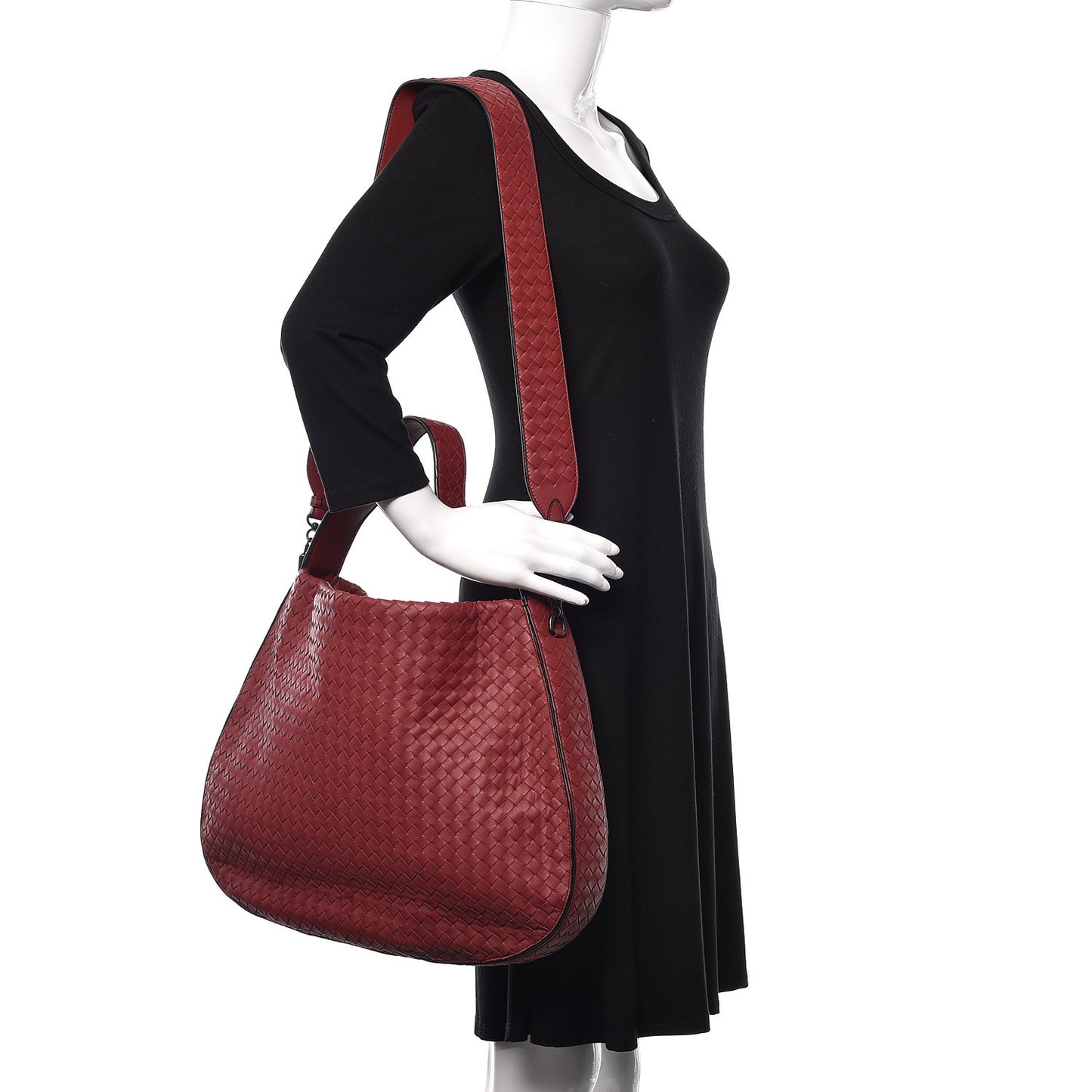 Nappa Intrecciato Large City Hobo Baccara Rose Nero