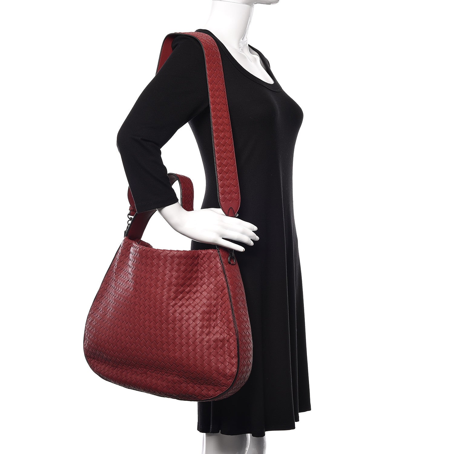 Bottega Veneta Nappa Intrecciato Large City Hobo Baccara Rose Nero 2 of 11