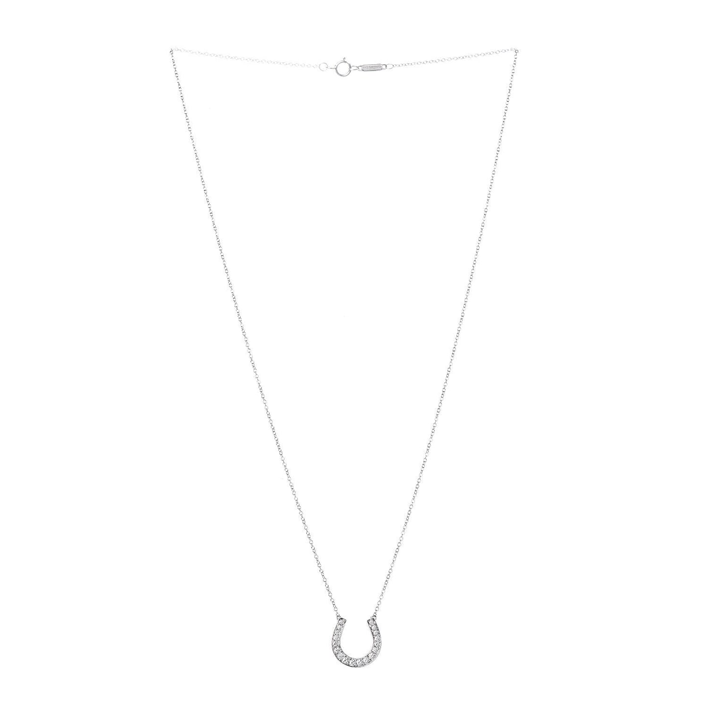 Platinum Diamond Horseshoe Pendant Necklace