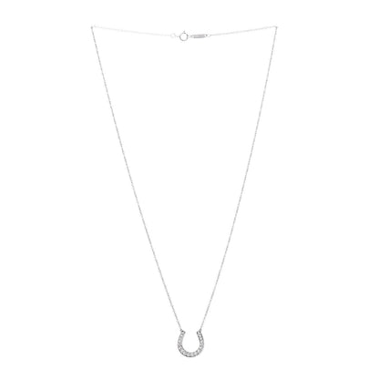 Tiffany Platinum Diamond Horseshoe Pendant Necklace 3 of 7