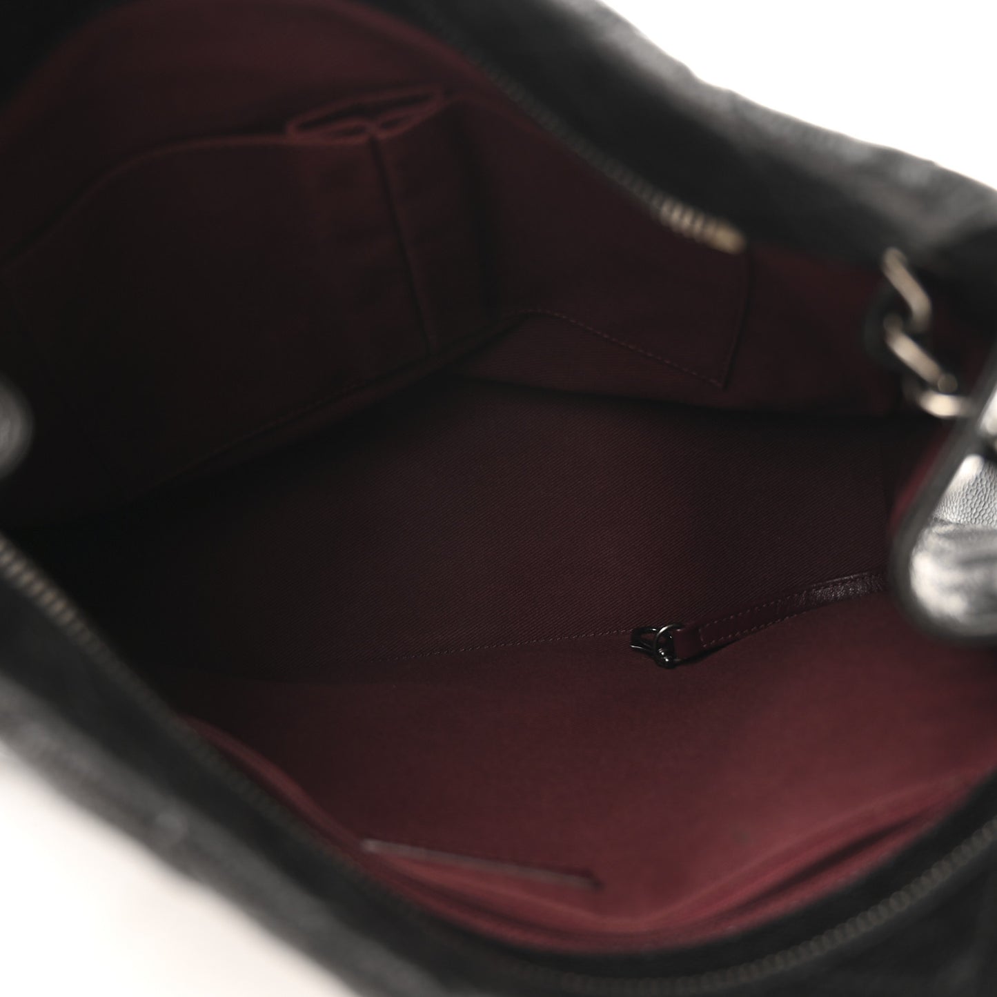 Crumpled Grained Calfskin CC Crave Tote Black