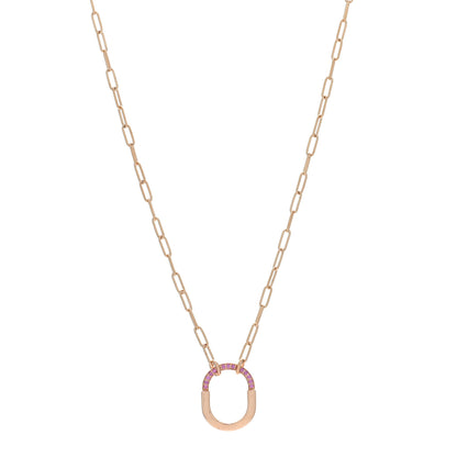 Tiffany 18K Rose Gold Pink Sapphire Small Lock Pendant Necklace 1 of 6