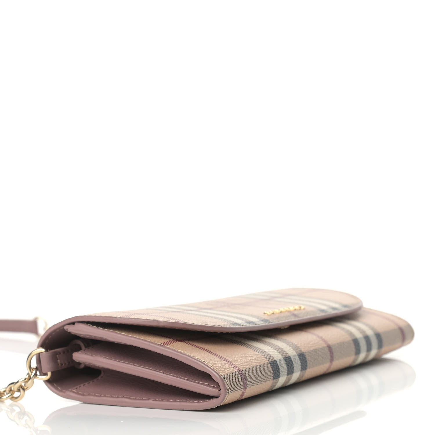 Burberry Haymarket Check Henley Wallet On Chain Dusty Pink 4 of 10
