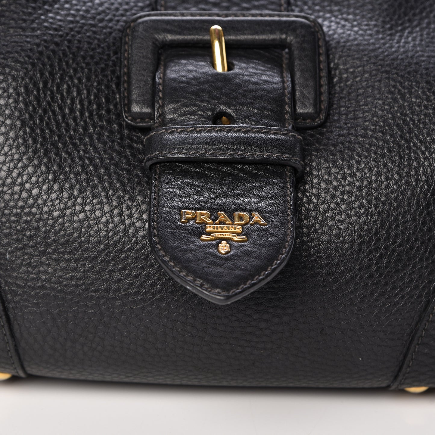 Vitello Daino Buckle Tote Black