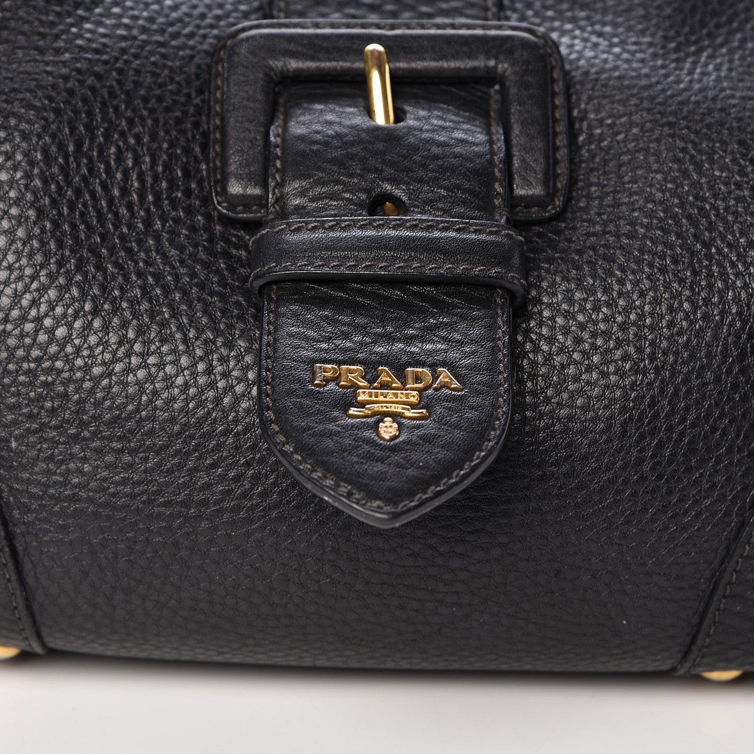 Prada Vitello Daino Buckle Tote Black 8 of 13
