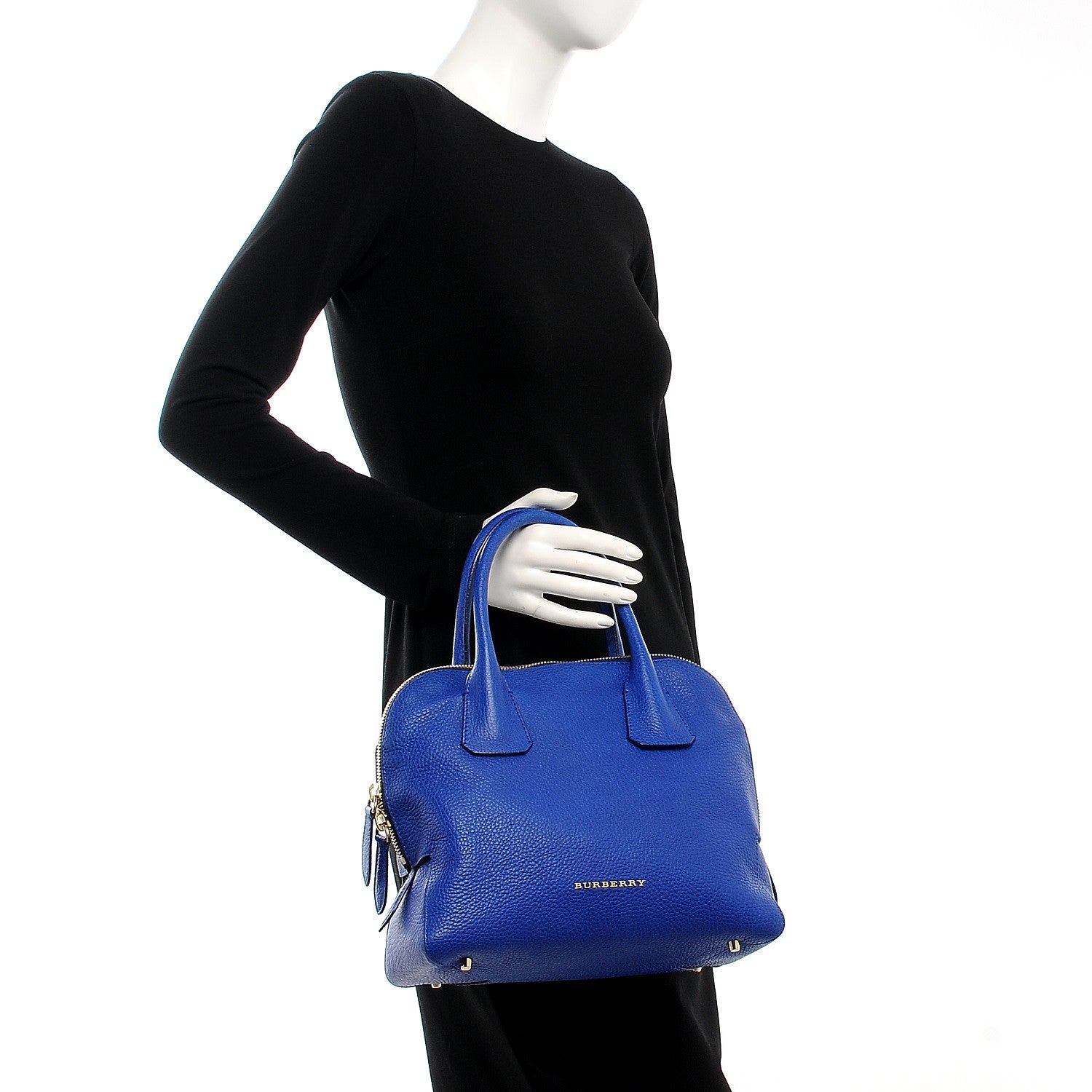 Burberry London Grainy Calfskin Small Greenwood Bowling Bag Brilliant Blue 3 of 9