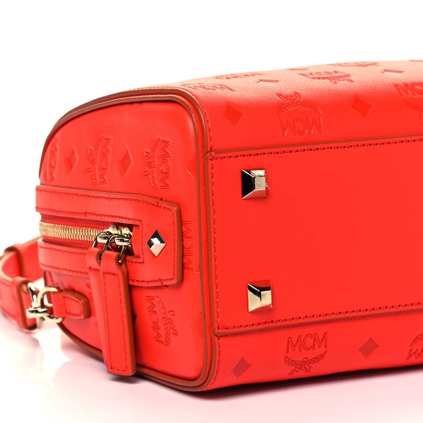 Calfskin Ottomar Monogram Small Essential Boston Bag Red