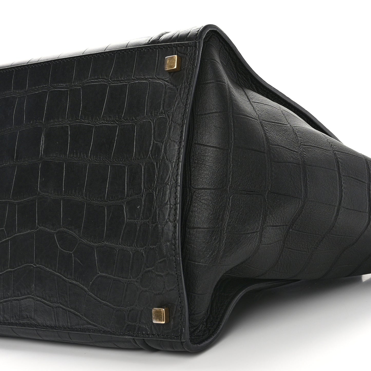 Crocodile Embossed Calfskin Medium Phantom Luggage Black