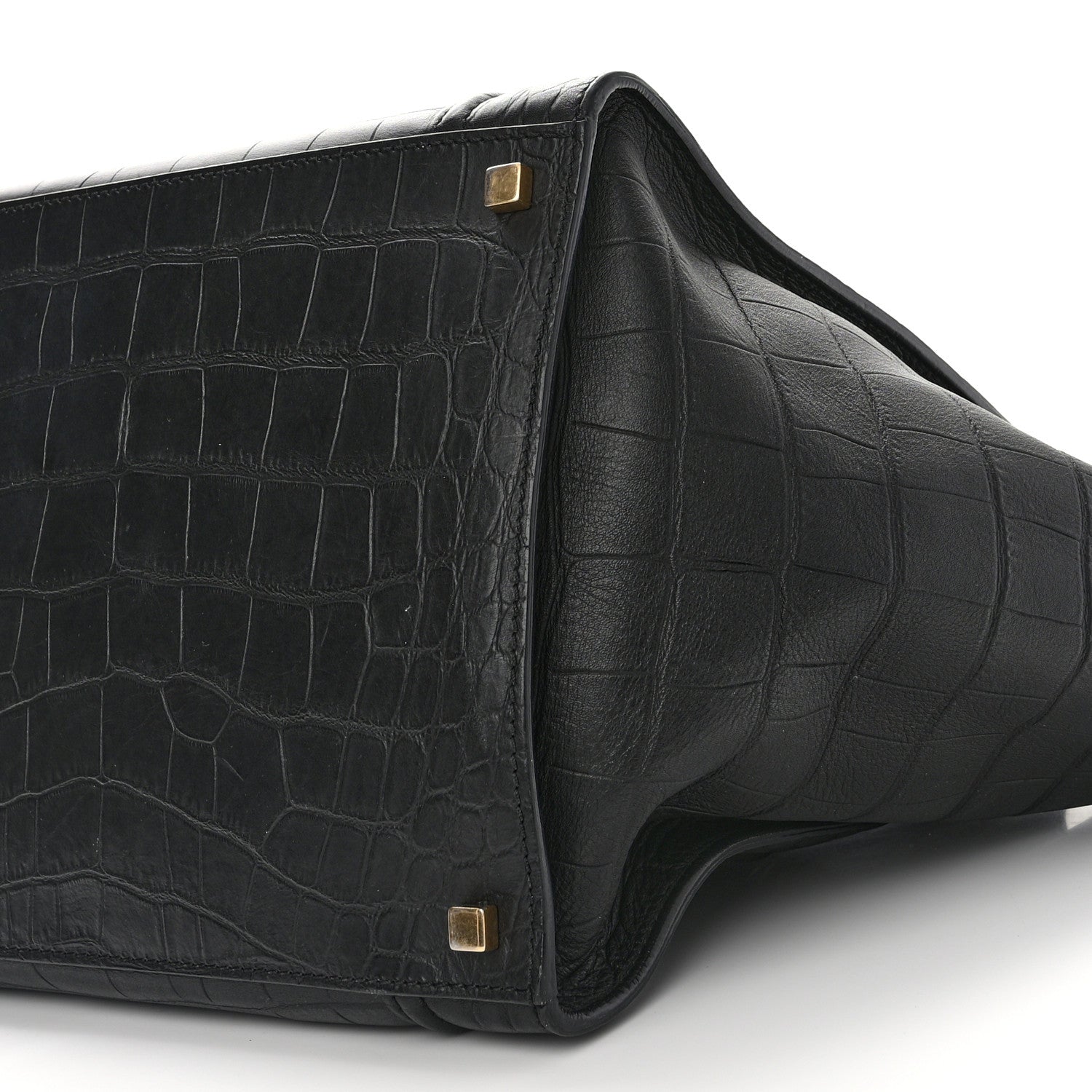 Celine Crocodile Embossed Calfskin Medium Phantom Luggage Black 9 of 10
