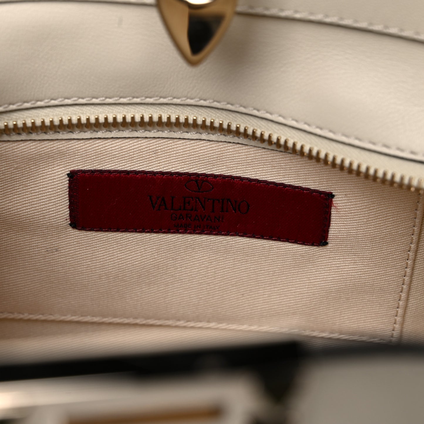 Vitello Mini Rockstud Double Handle Tote Ivory