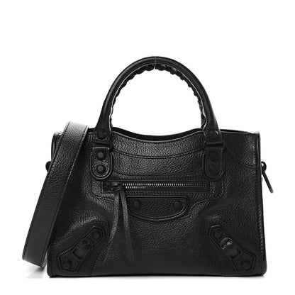 Balenciaga Shiny Goatskin Matte Black Metallic Edge Hardware Mini City Black 1 of 10