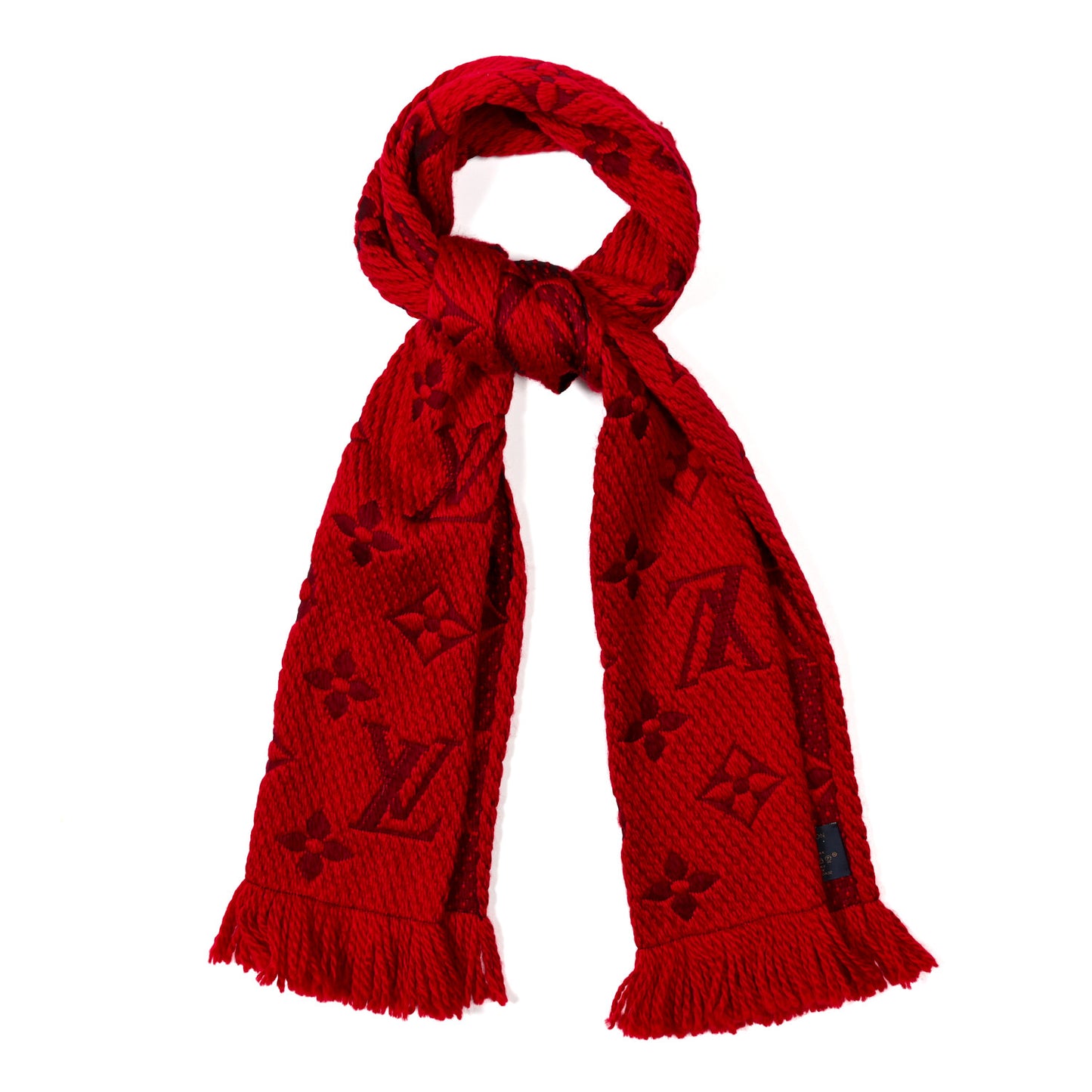 Wool Silk Logomania Scarf Rubis