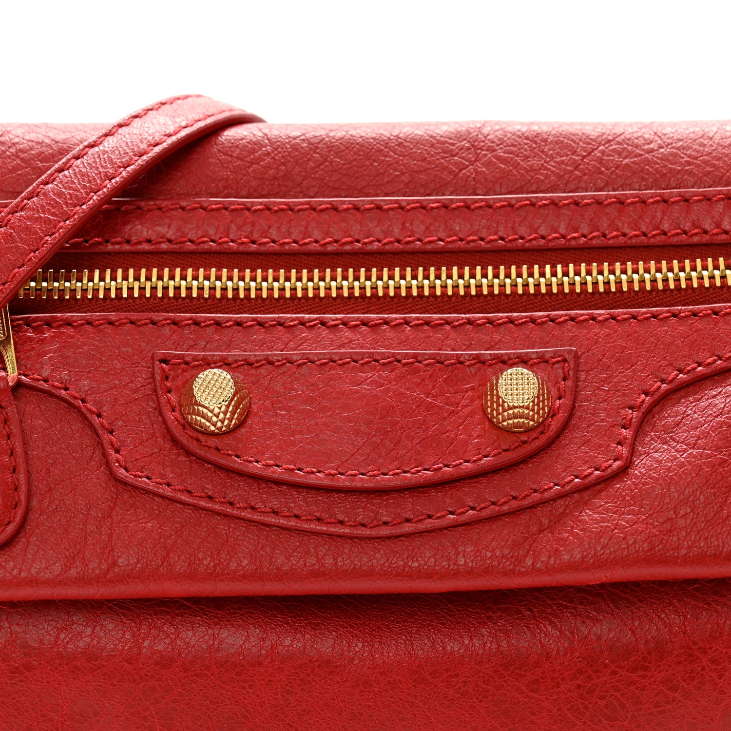 Balenciaga Agneau Giant 12 Gold Hardware Envelope Strap Clutch Rouge Lipstick 9 of 14