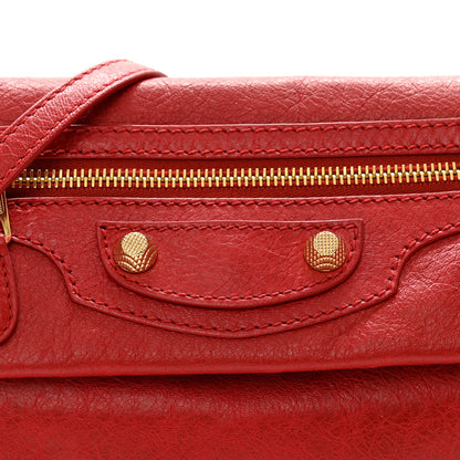 Balenciaga Agneau Giant 12 Gold Hardware Envelope Strap Clutch Rouge Lipstick 9 of 14