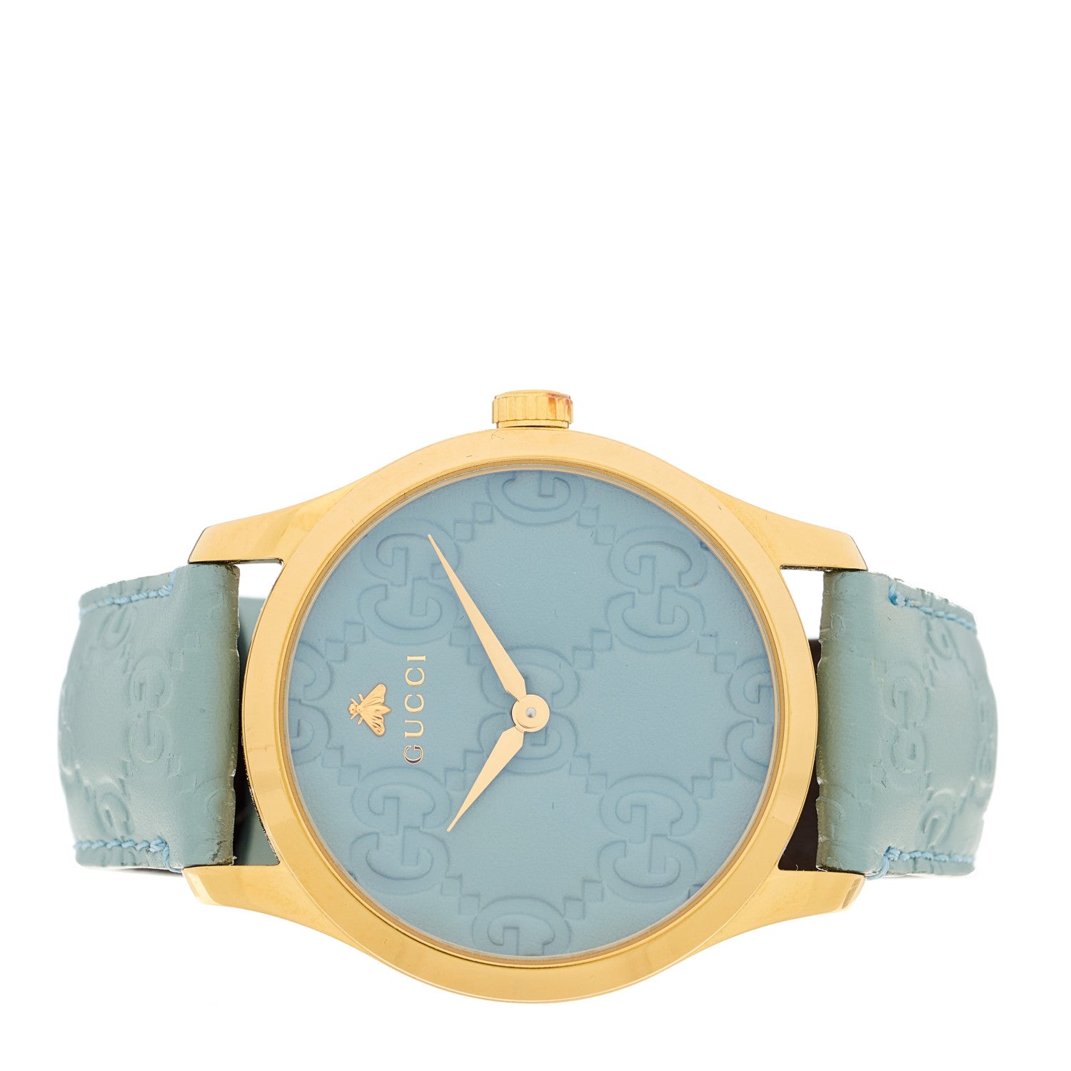 Gucci Stainless Steel Calfskin 38mm G-Timeless Quartz Watch Light Blue 2 of 5