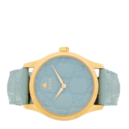 Gucci Stainless Steel Calfskin 38mm G-Timeless Quartz Watch Light Blue 2 of 5