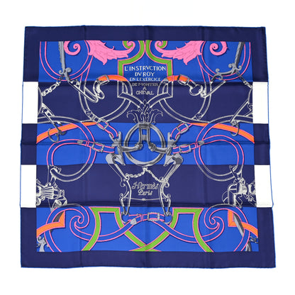 Hermes Silk L'Instruction Du Roy Scarf 90 Indigo Rose 1 of 5