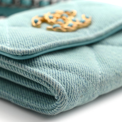 Chanel Denim Quilted Chanel 19 Flap Card Holder With Chain Light Blue 18 of 19