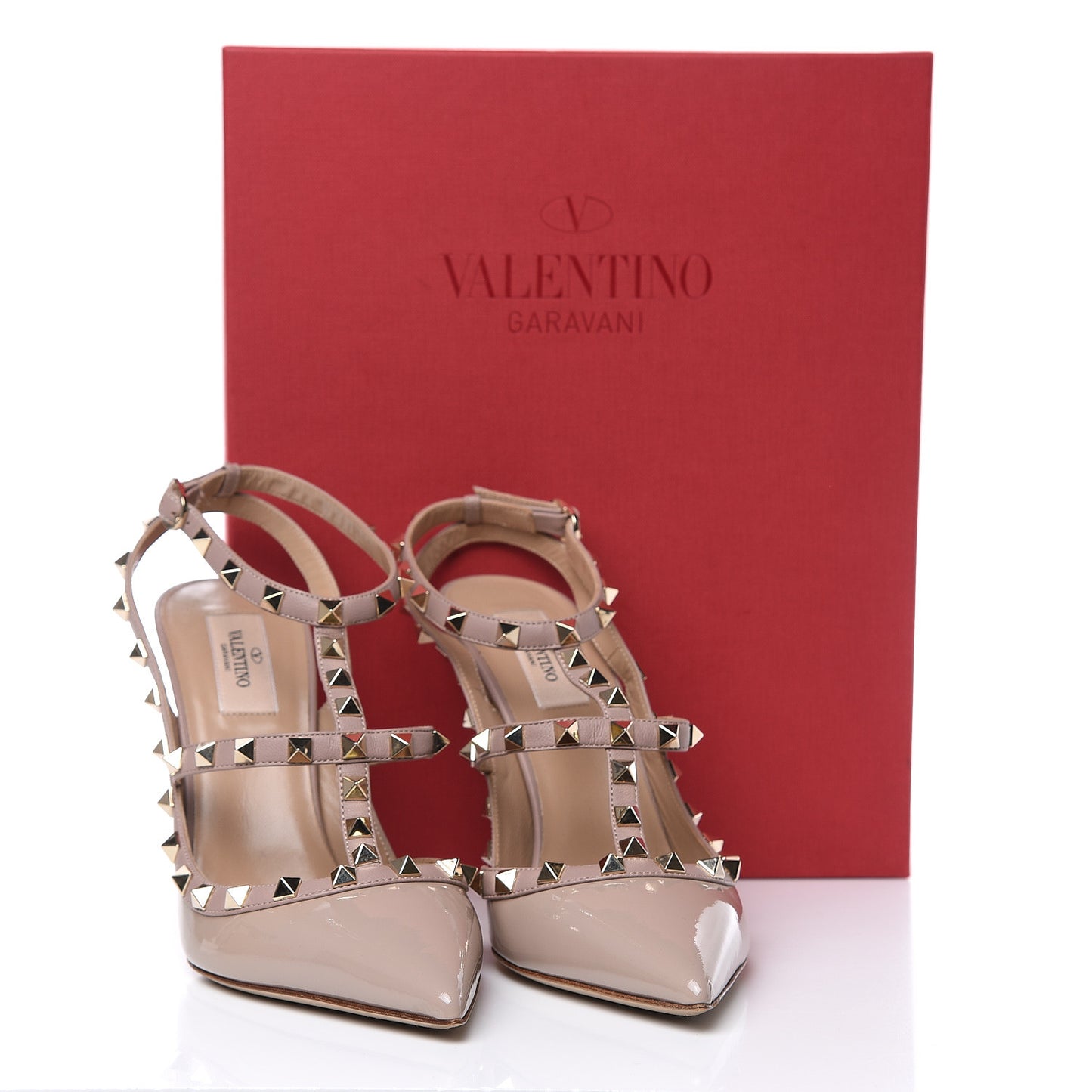 Patent Rockstud Ankle Strap Pumps 40.5 Poudre