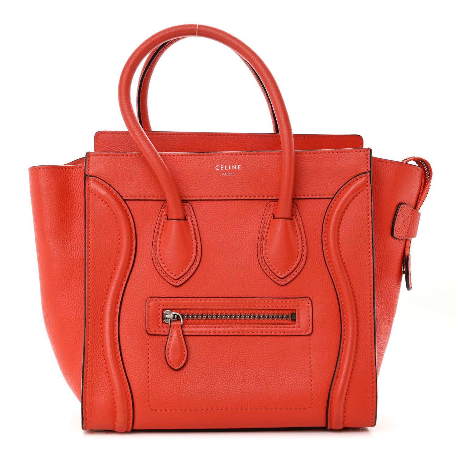 Celine Drummed Calfskin Micro Luggage Vermillion 1 of 15