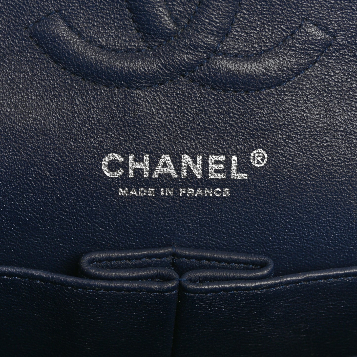 Lambskin Quilted Medium Double Flap Navy