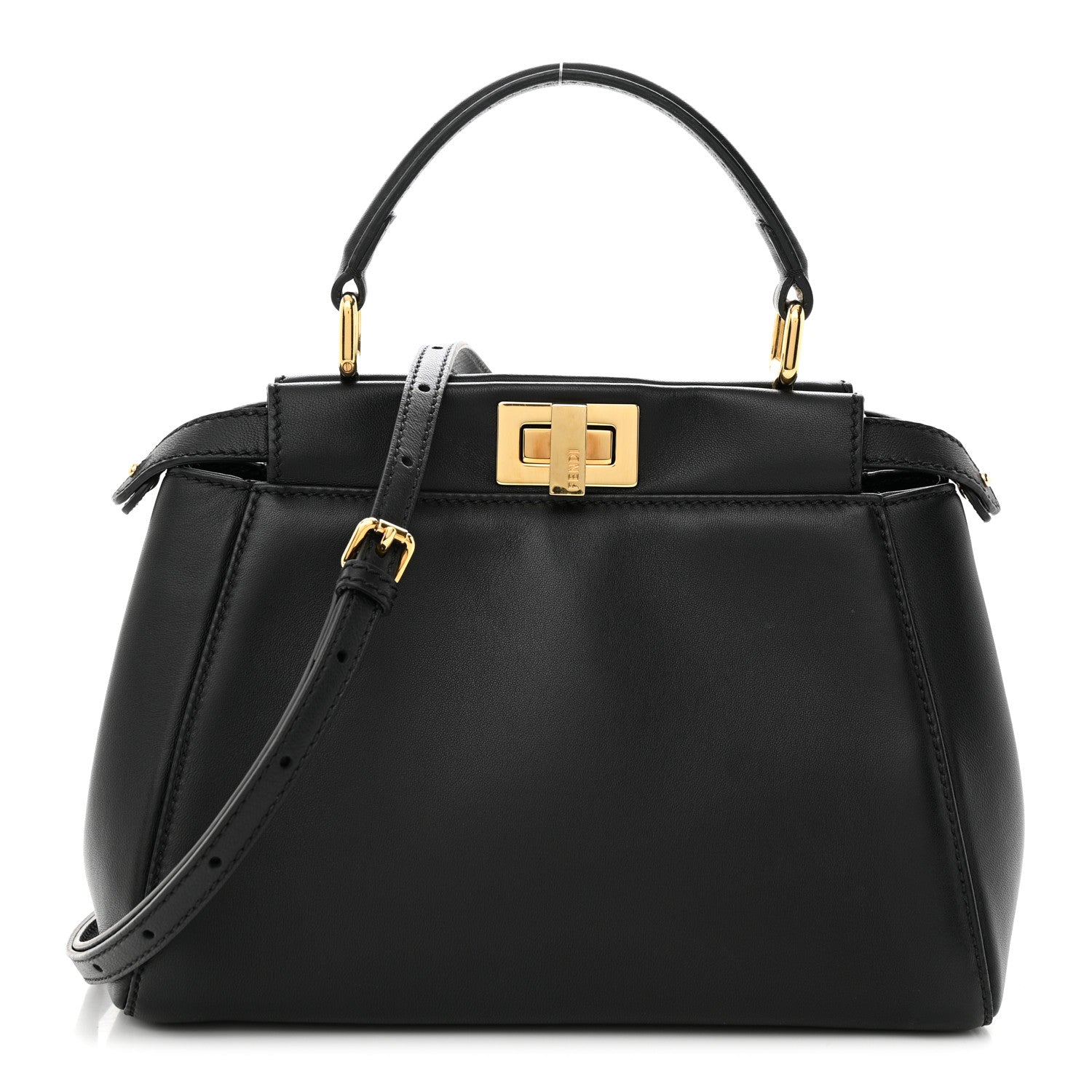 Fendi Nappa Mini Peekaboo Iconic Satchel Black 1 of 9