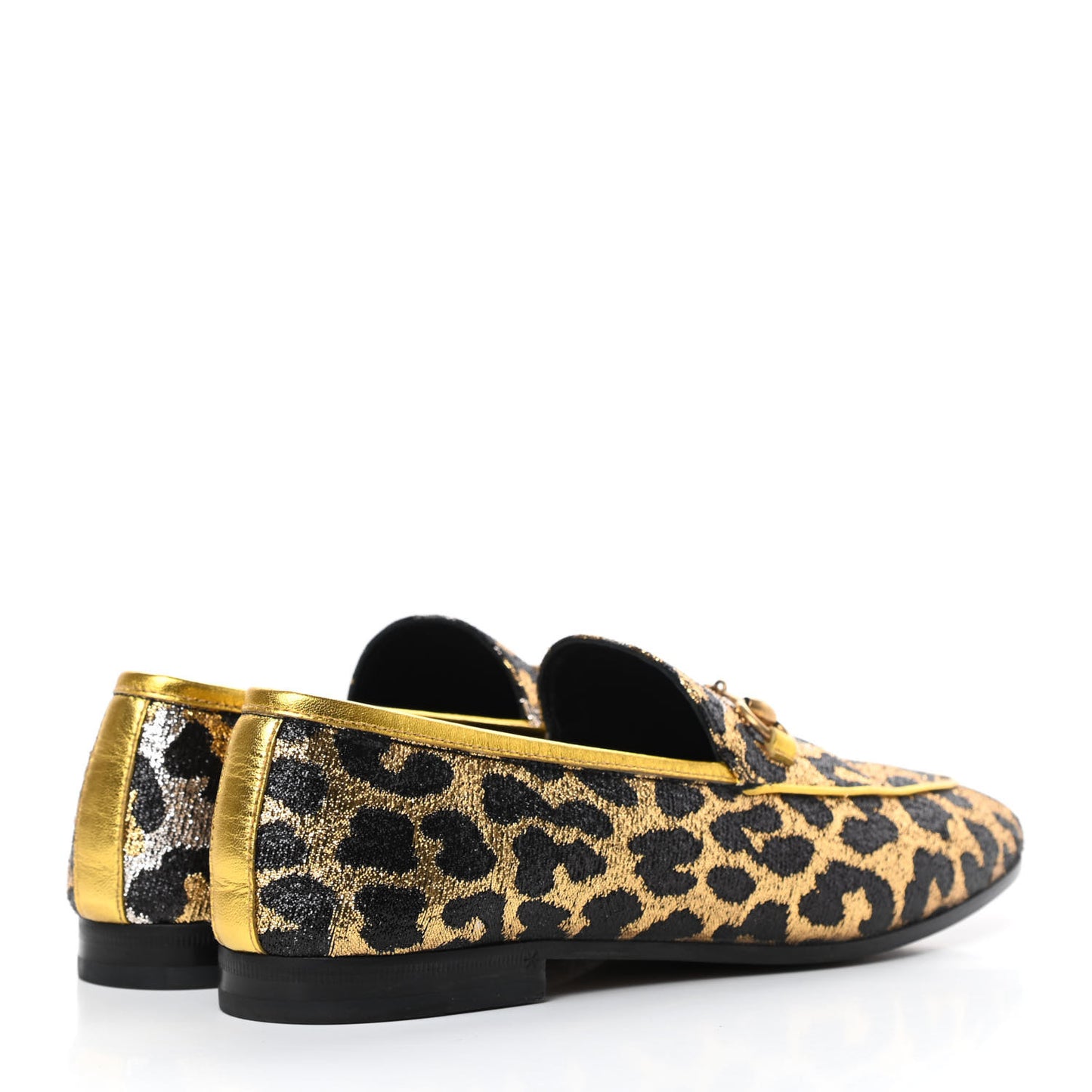 Jacquard Leopard Print Horsebit Womens Jordaan Loafers 39 Gold