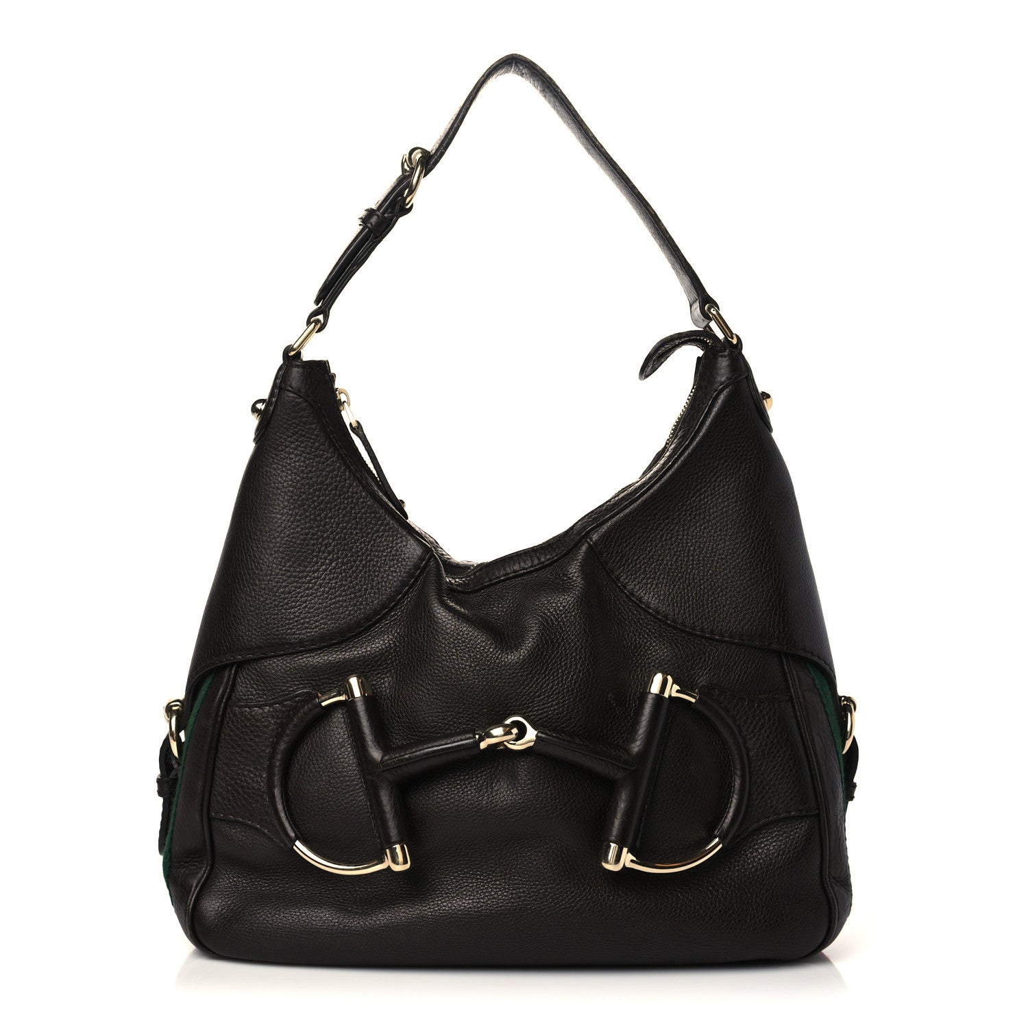 Gucci Calfskin Large Horsebit Web Hobo Brown 1 of 14