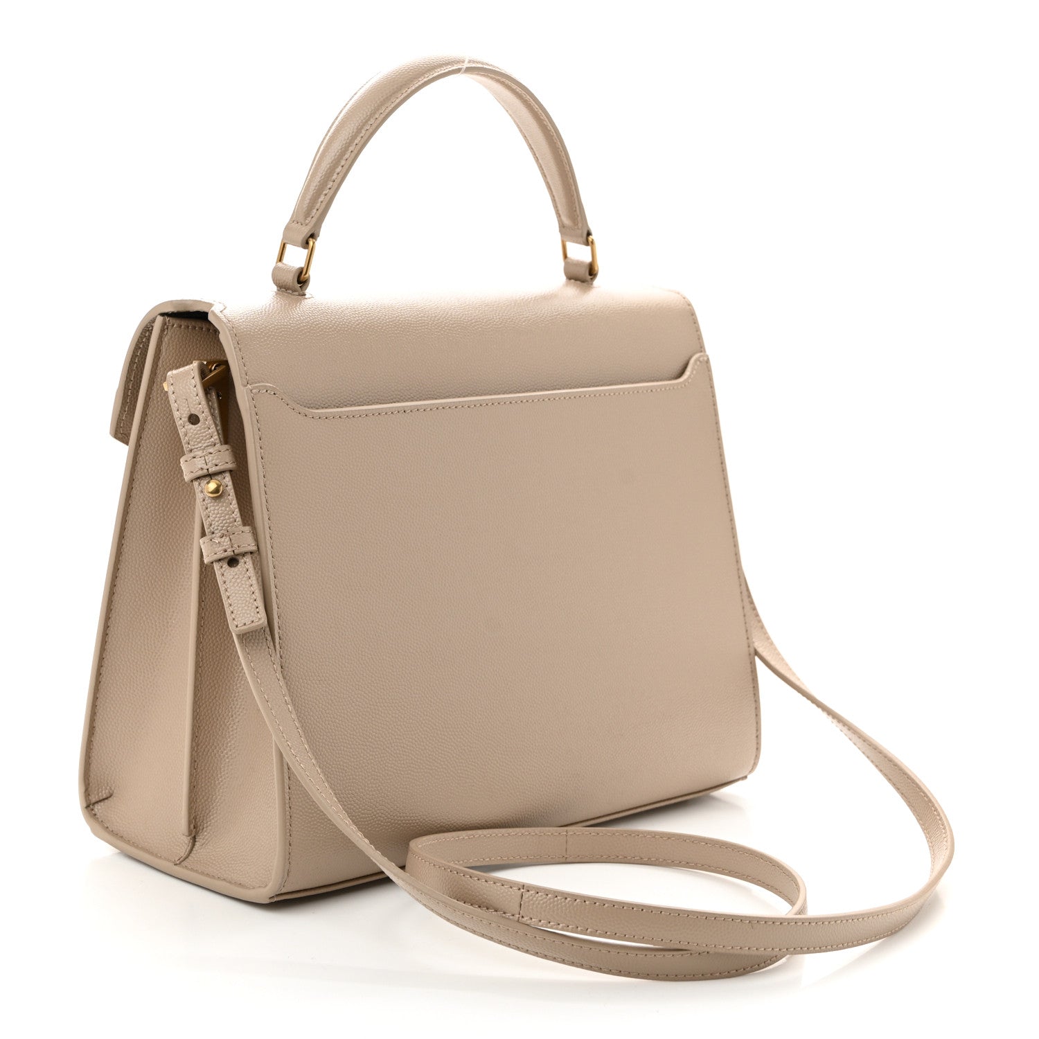 Saint Laurent Grain de Poudre Medium Classic Monogram Cassandra Top Handle Dark Beige 3 of 10