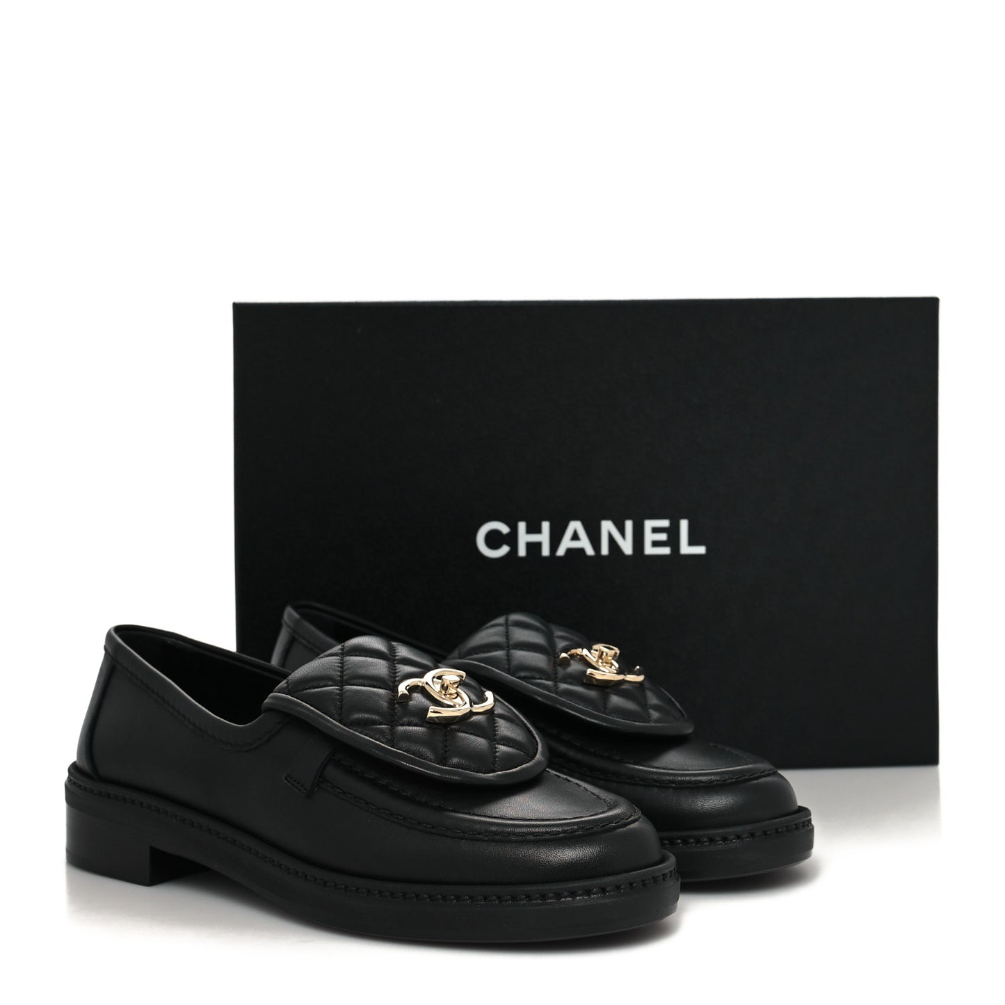 Lambskin Quilted CC Turnlock Loafers 36.5 Black