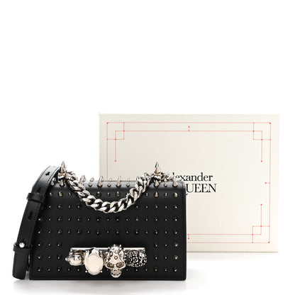 Alexander McQueen Calfskin Studded Knuckle Satchel Black Silver 12 of 12