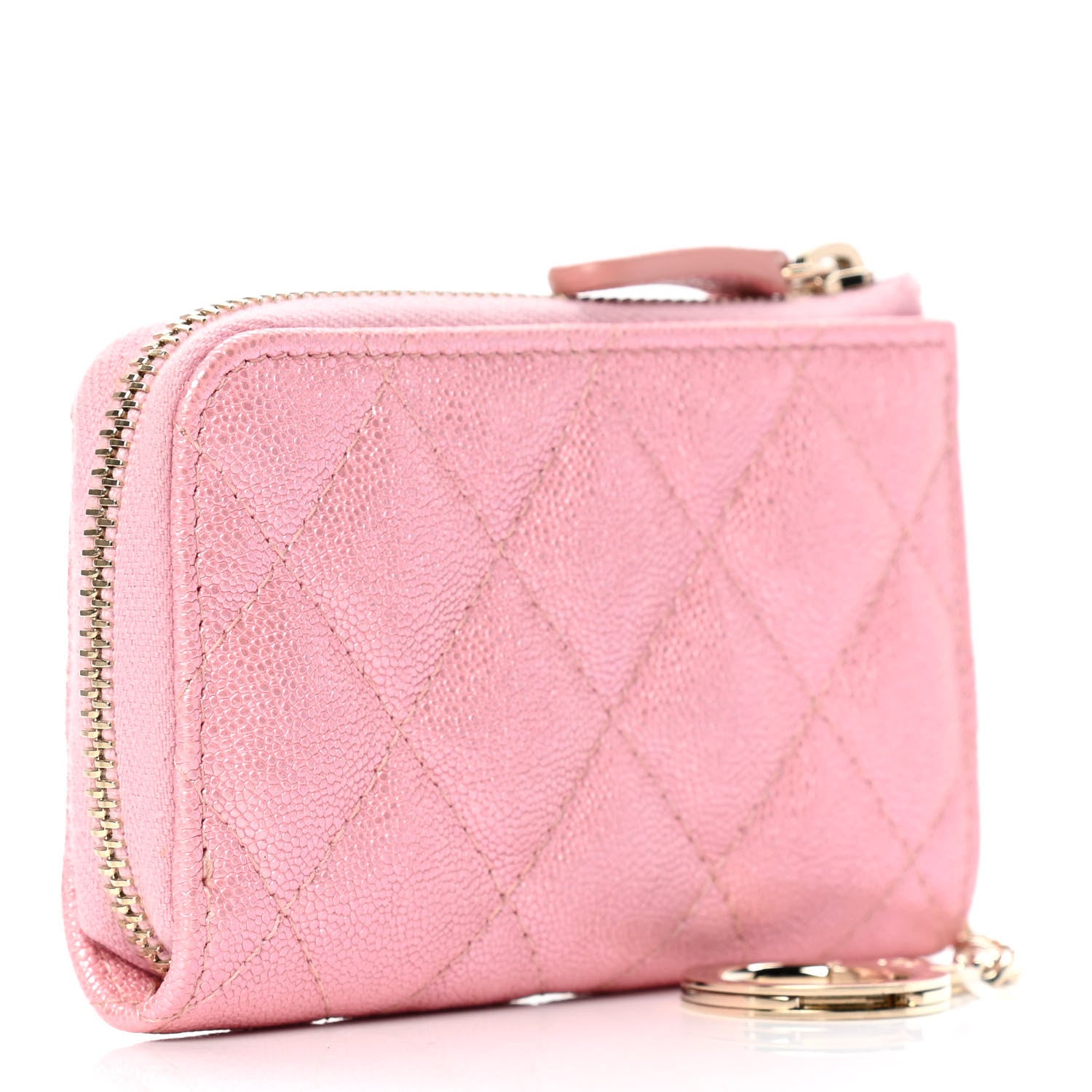 Chanel Iridescent Caviar Quilted Zipped Key Holder Case Rose Pink 2 of 4